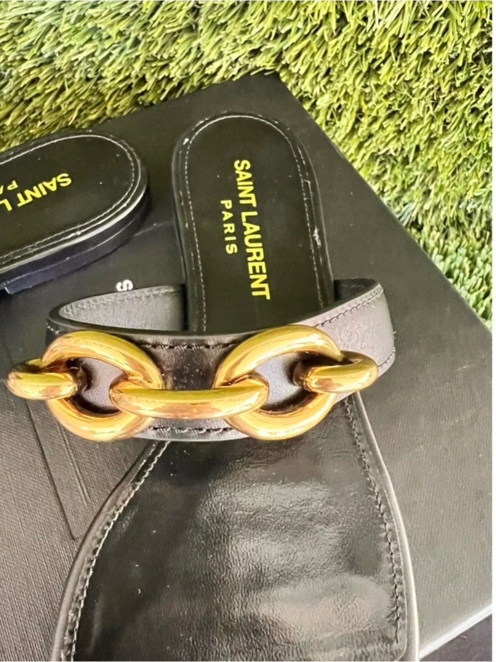 NEW YVES SAINT LAURENT MALLION BLACK LEATHER SANDALS size 36 - Picture 7 of 8